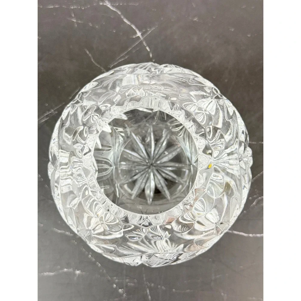 Vintage Bohemian Cut Pinwheel Pattern Cut Crystal Sphere Vase 4